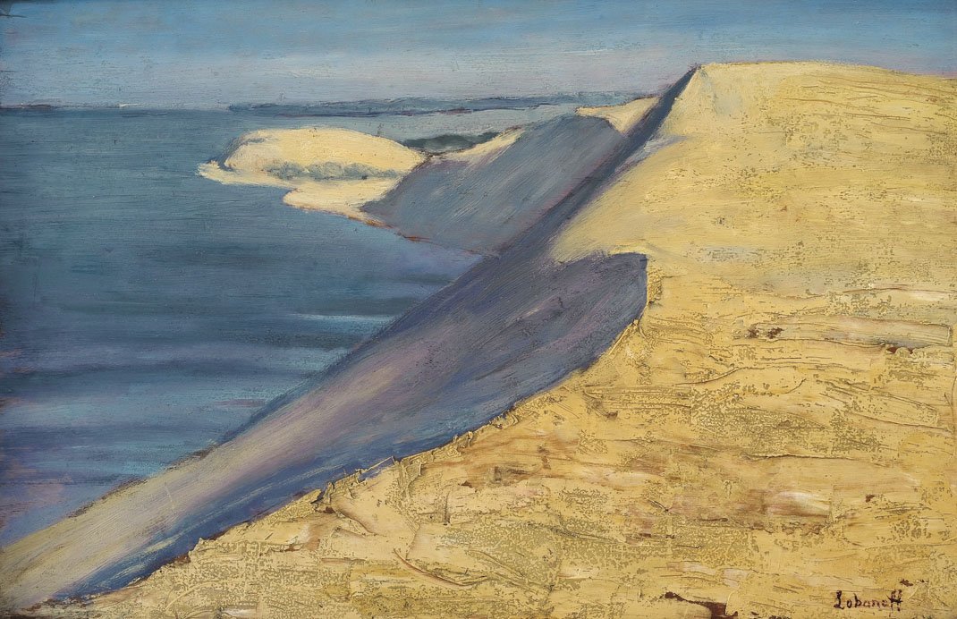 Painting of a dune landscape by the Curonian Lagoon