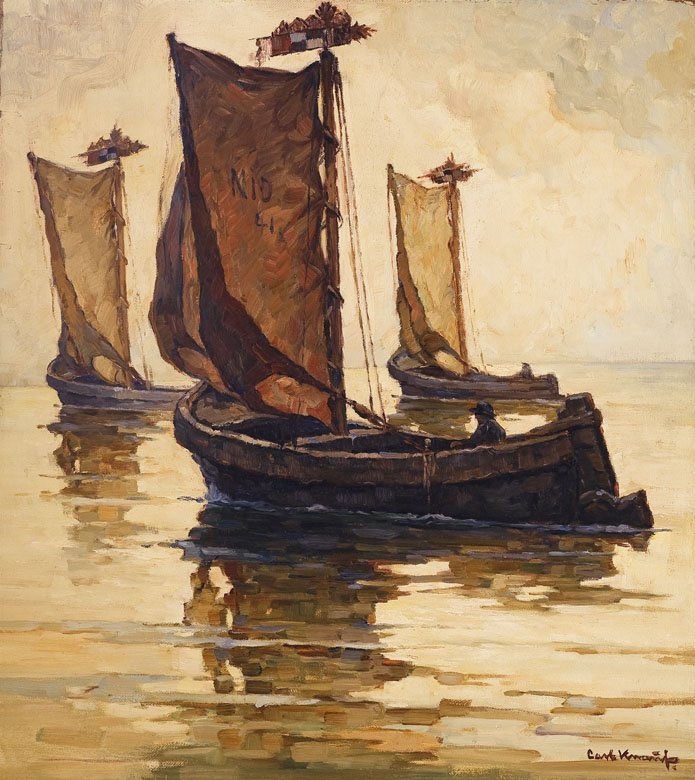 Painting: Curonian boats under sail